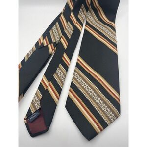 Vintage Penneys Designer Collection Navy Gold Striped Polyester Necktie Retro